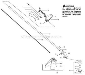 Page A Diagram and Parts List for W25SB  Weed Eater Trimmer